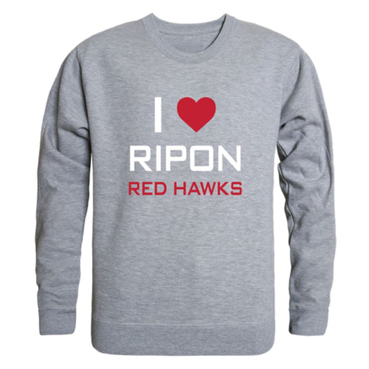 I Love Ripon College Red Hawks Fleece Crewneck Pullover Sweatshirt