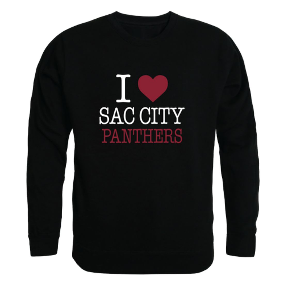 I Love Sacramento City College Panthers Fleece Crewneck Pullover Sweatshirt