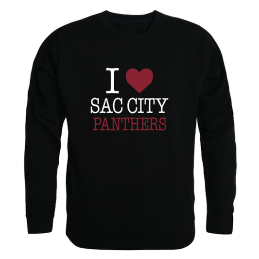 I Love Sacramento City College Panthers Fleece Crewneck Pullover Sweatshirt