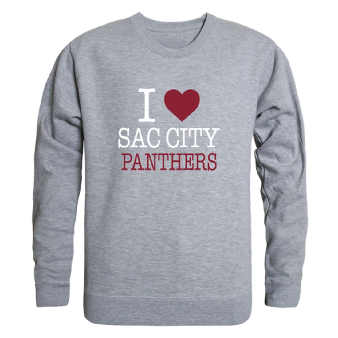 I Love Sacramento City College Panthers Fleece Crewneck Pullover Sweatshirt