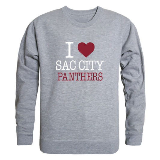 I Love Sacramento City College Panthers Fleece Crewneck Pullover Sweatshirt