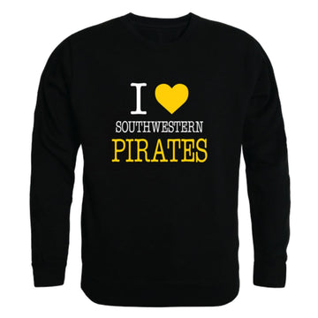 I Love Southwestern University Pirates Fleece Crewneck Pullover Sweatshirt