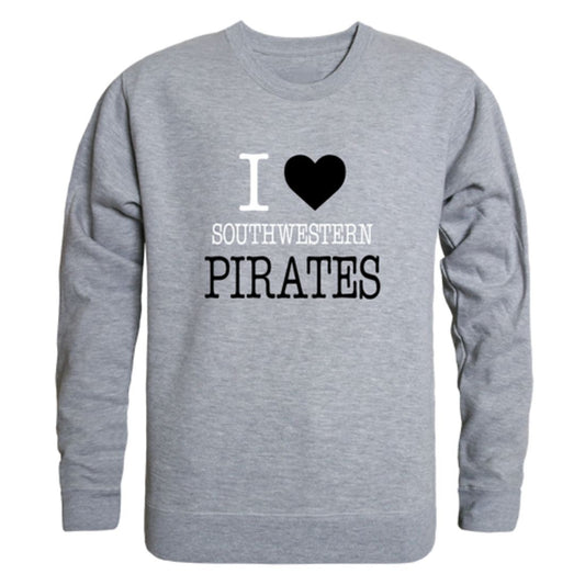 I Love Southwestern University Pirates Fleece Crewneck Pullover Sweatshirt