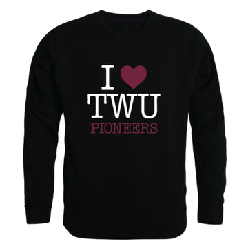 I Love Texas Woman's University Pioneers Fleece Crewneck Pullover Sweatshirt