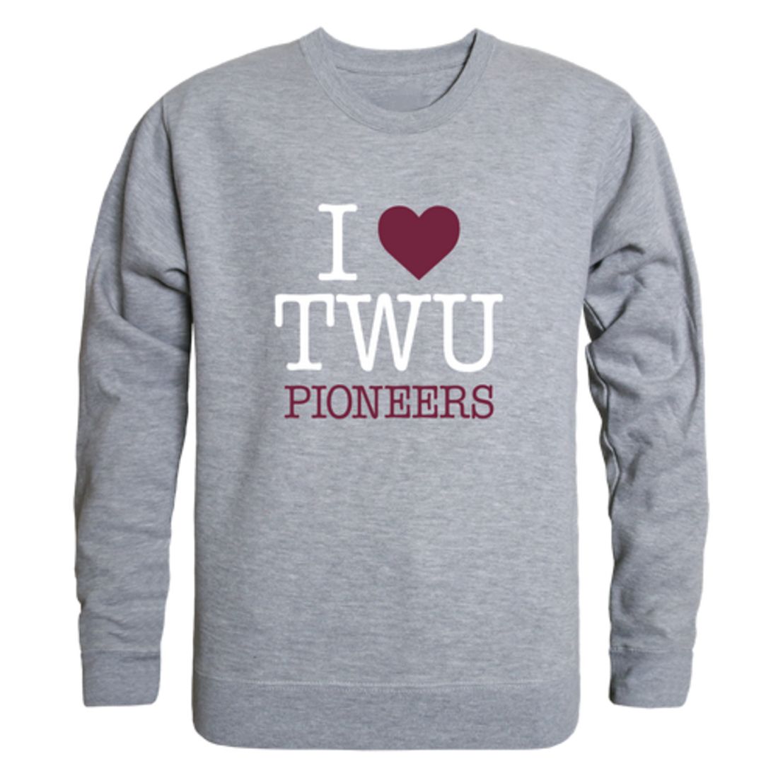 I Love Texas Woman's University Pioneers Fleece Crewneck Pullover Sweatshirt