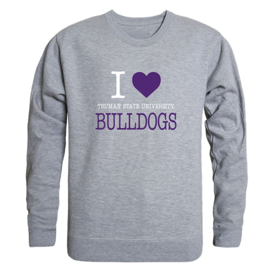 I Love Truman State University Bulldogs Fleece Crewneck Pullover Sweatshirt