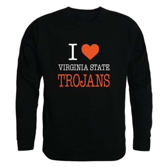 I Love Virginia State University Trojans Fleece Crewneck Pullover Sweatshirt