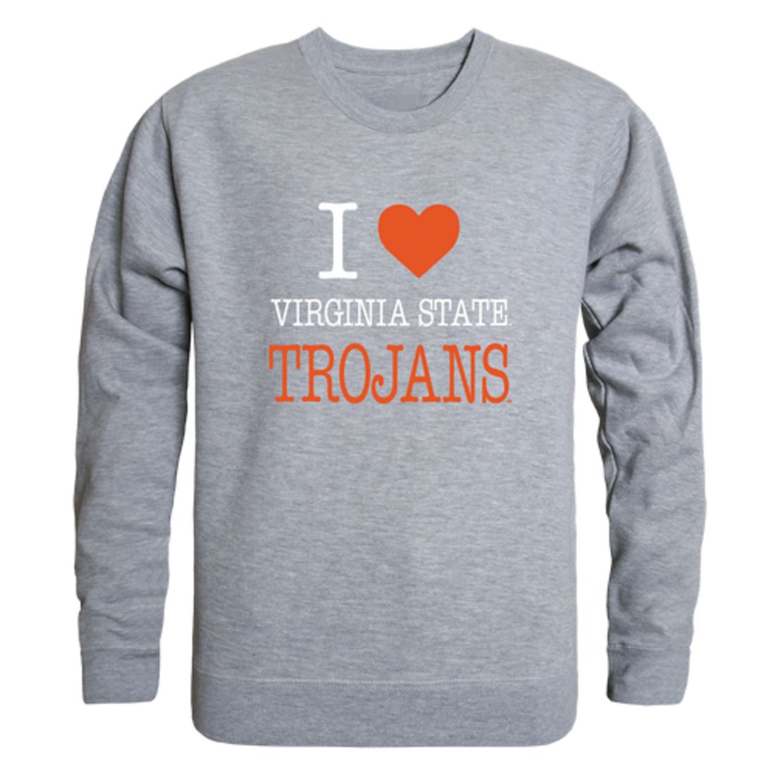 I Love Virginia State University Trojans Fleece Crewneck Pullover Sweatshirt