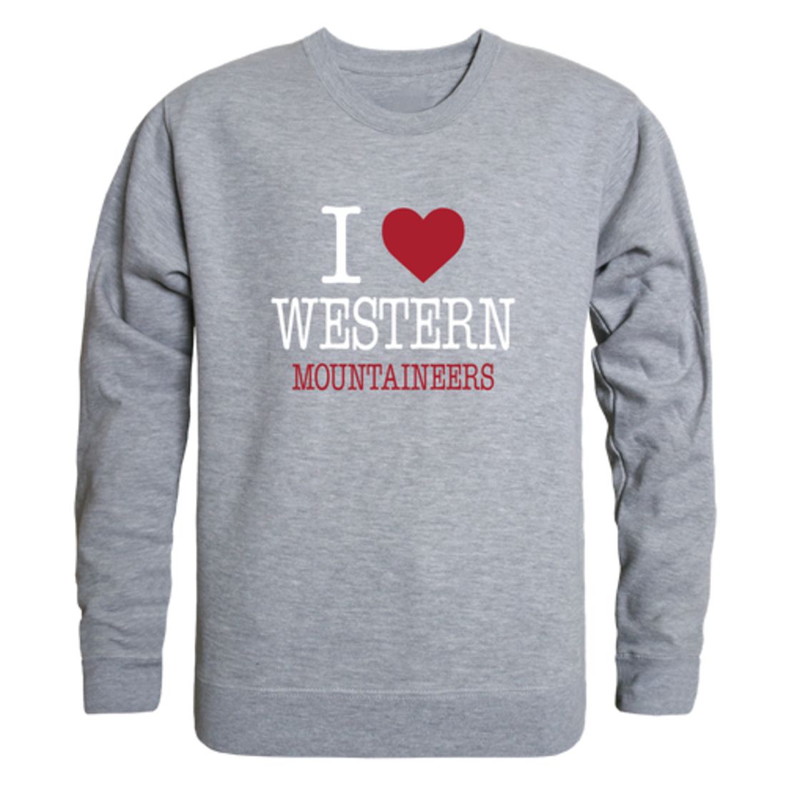 I Love Western Colorado University Mountaineers Fleece Crewneck Pullover Sweatshirt