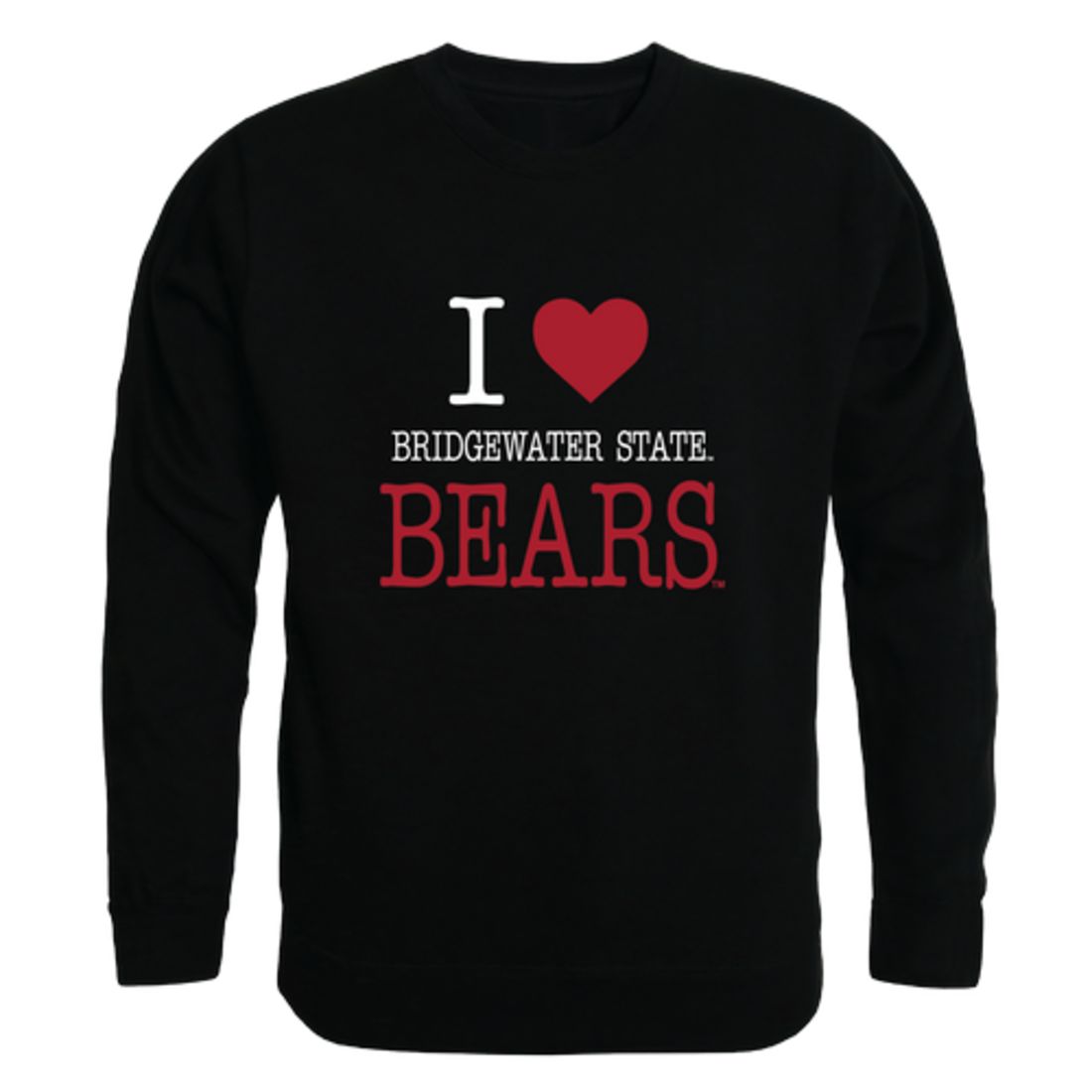 I Love Bridgewater State University Bears Fleece Crewneck Pullover Sweatshirt