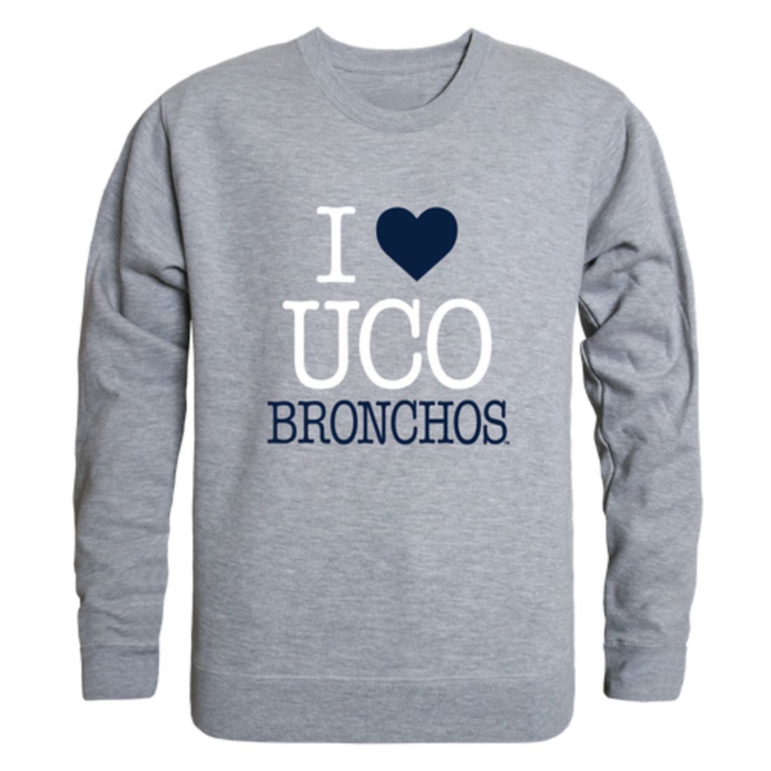 I Love University of Central Oklahoma Bronchos Fleece Crewneck Pullover Sweatshirt