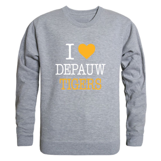 I Love DePauw University Tigers Fleece Crewneck Pullover Sweatshirt