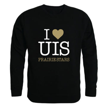 I Love University of Illinois Springfield Prairie Stars Fleece Crewneck Pullover Sweatshirt
