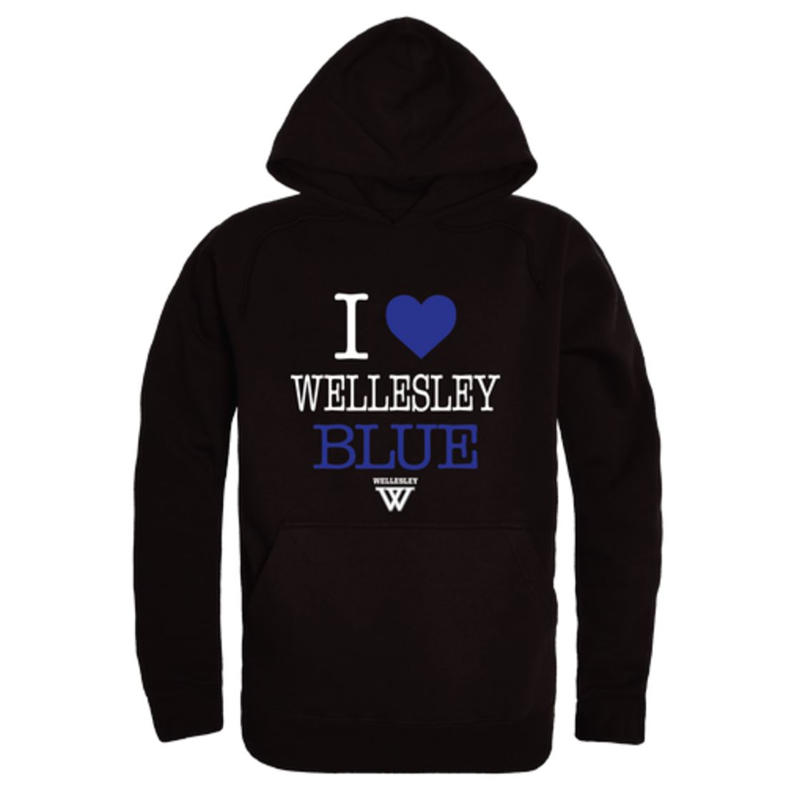 I Love Wellesley College Blue Fleece Hoodie Sweatshirts