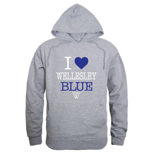 I Love Wellesley College Blue Fleece Hoodie Sweatshirts