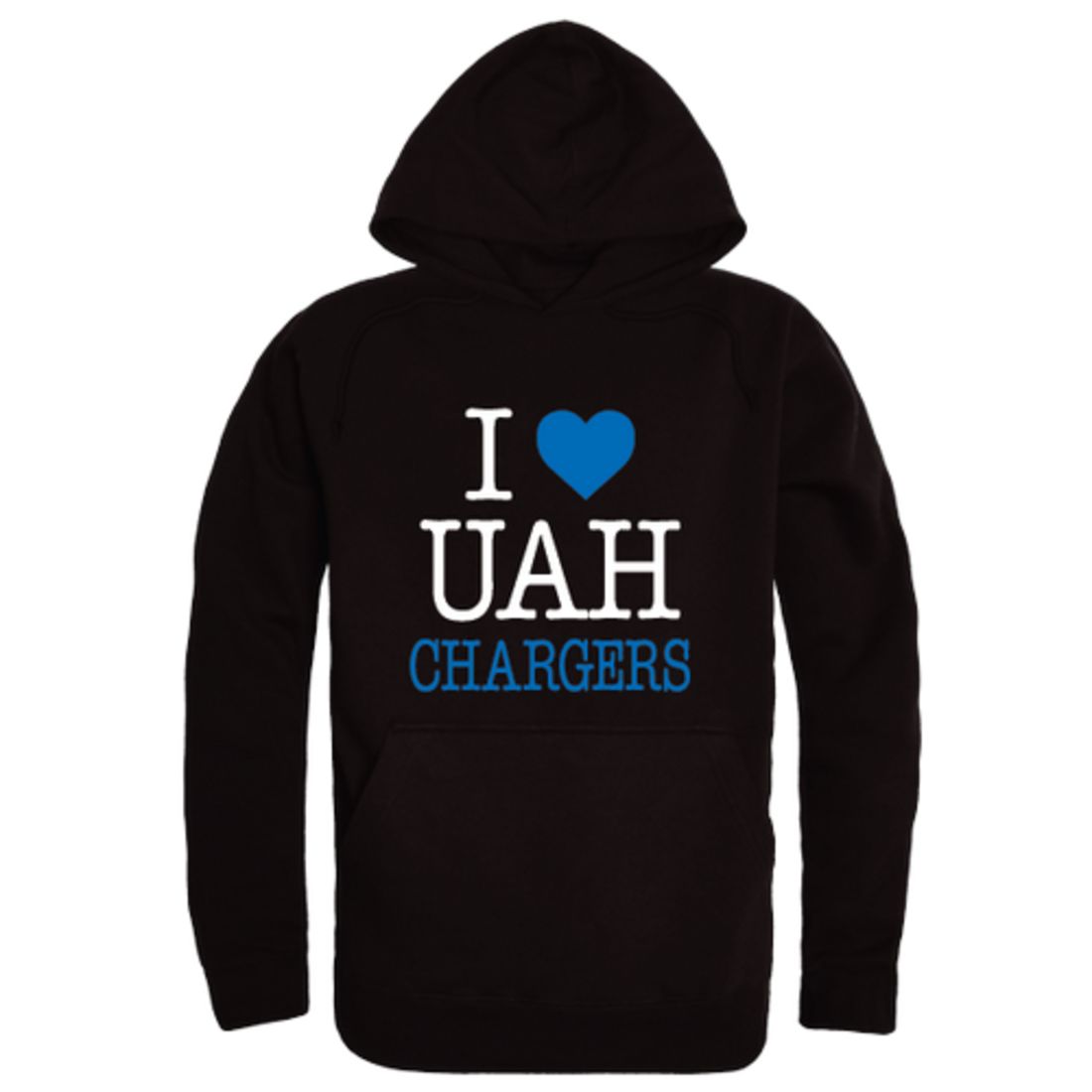I Love The University of Alabama in Huntsville Chargers Fleece Hoodie Sweatshirts