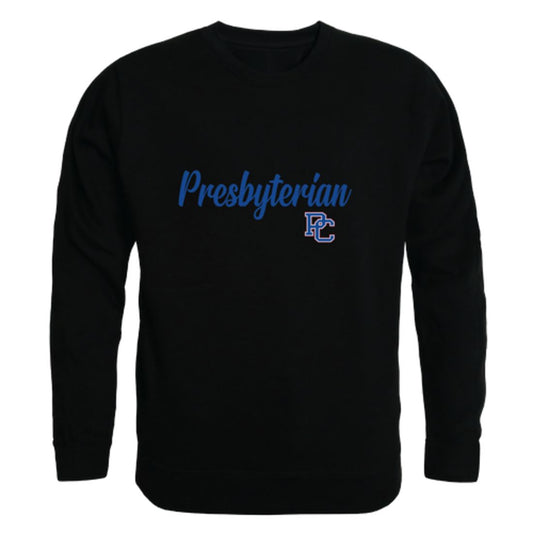 Presbyterian College Blue Hose Script Fleece Crewneck Pullover Sweatshirt