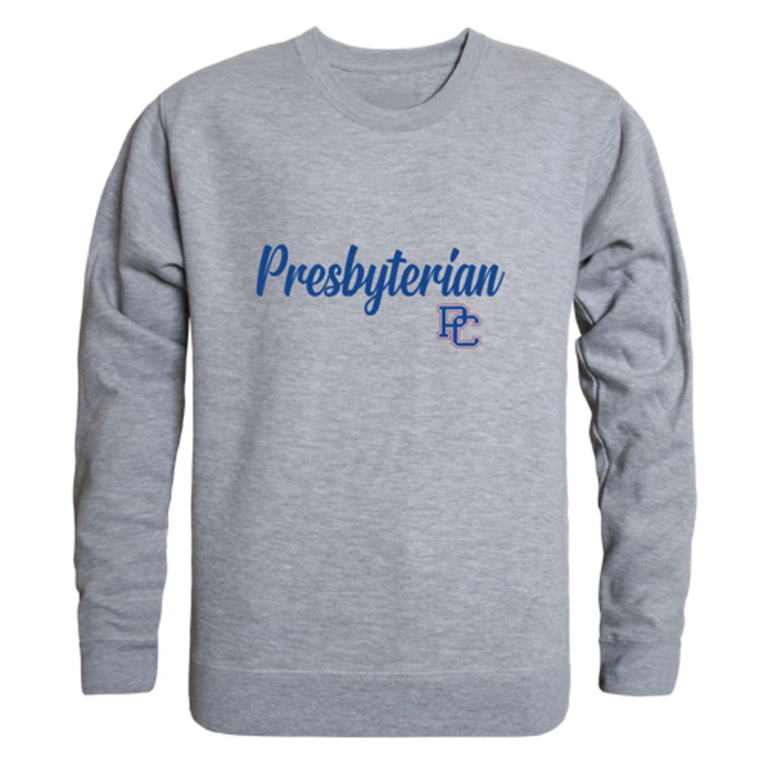 Presbyterian College Blue Hose Script Fleece Crewneck Pullover Sweatshirt
