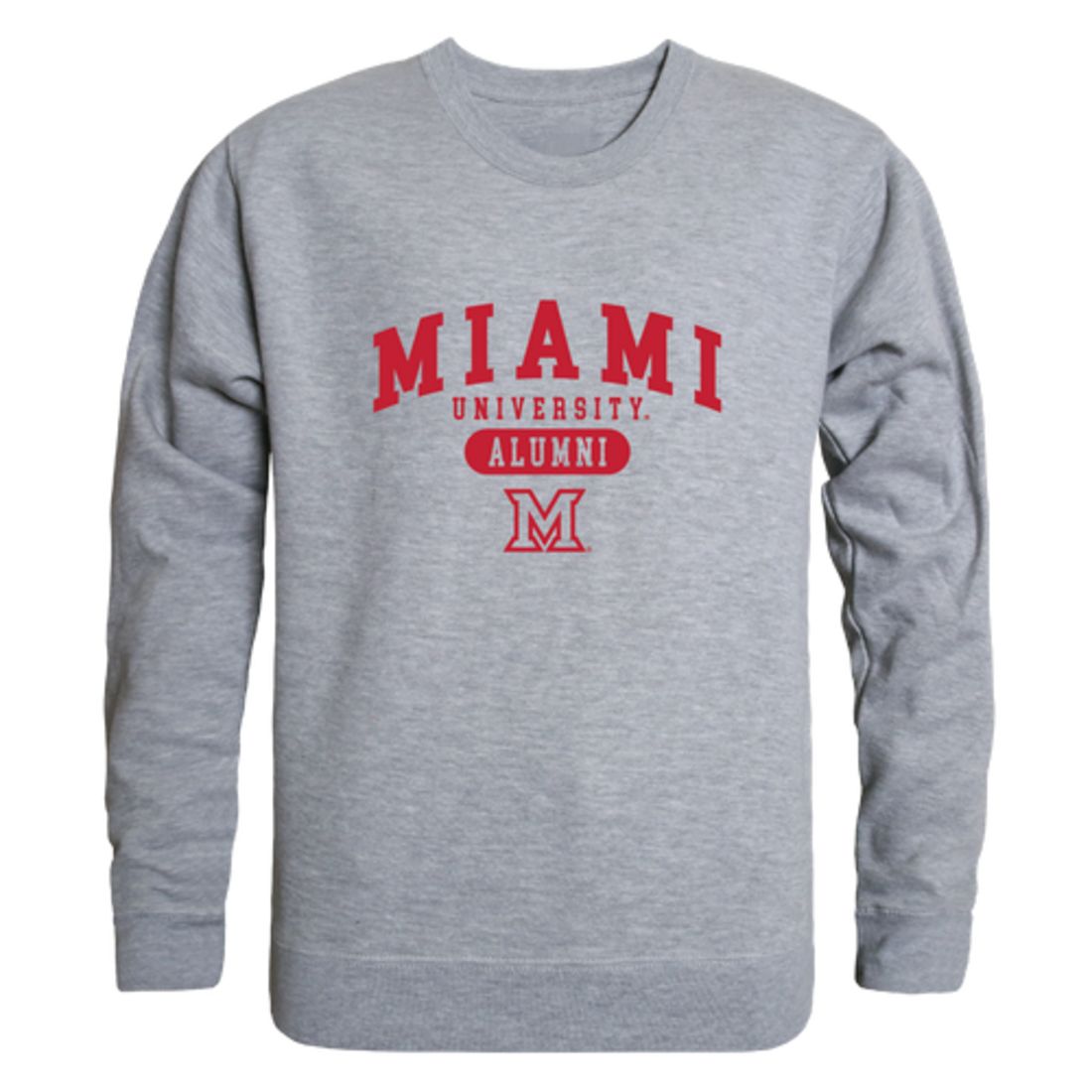 Miami University RedHawks Alumni Fleece Crewneck Pullover Sweatshirt Heather Gray