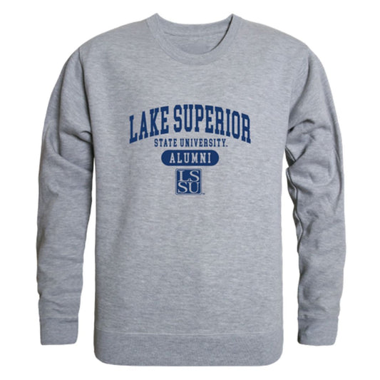 LSSU Lake Superior State University Lakers Alumni Fleece Crewneck Pullover Sweatshirt Heather Gray