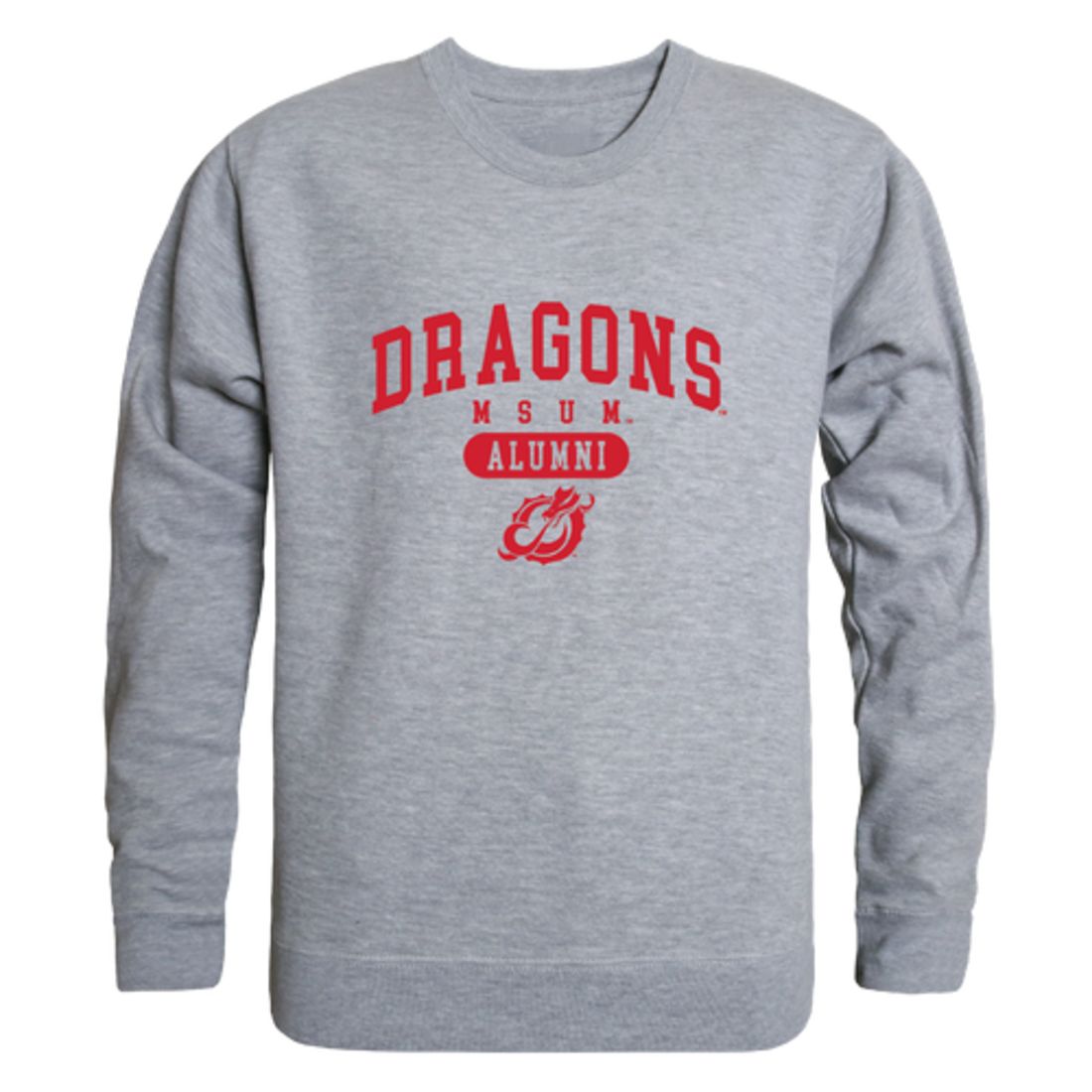MSUM Minnesota State University Moorhead Dragons Alumni Fleece Crewneck Pullover Sweatshirt Heather Gray