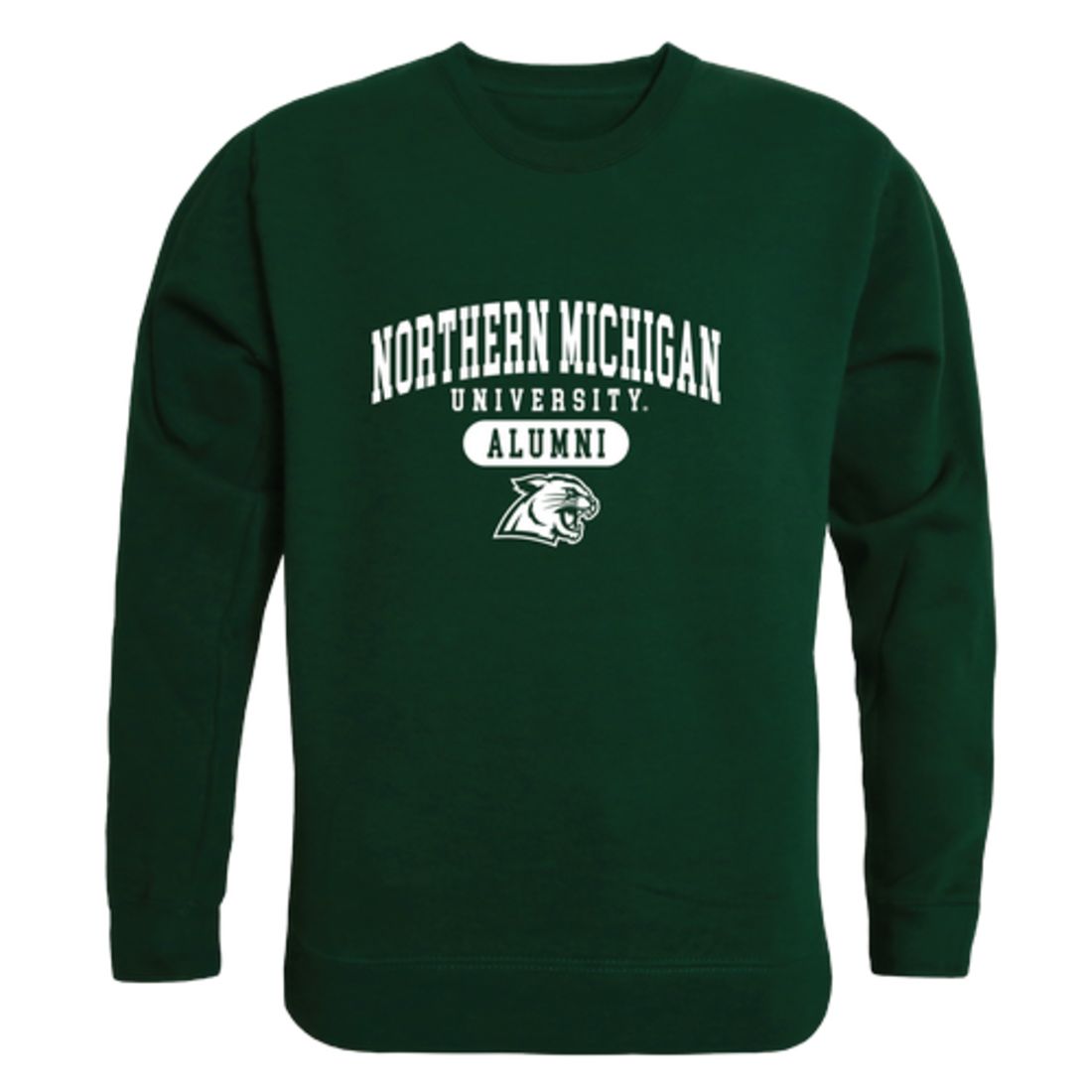 NMU Northern Michigan University Wildcats Alumni Fleece Crewneck Pullover Sweatshirt Forest