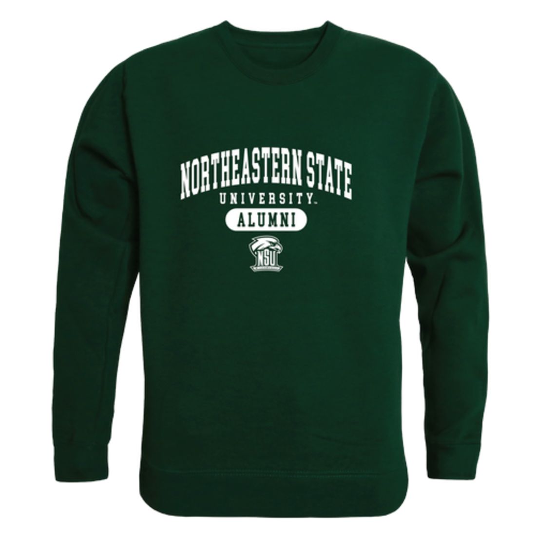 NSU Northeastern State University RiverHawks Alumni Fleece Crewneck Pullover Sweatshirt Forest