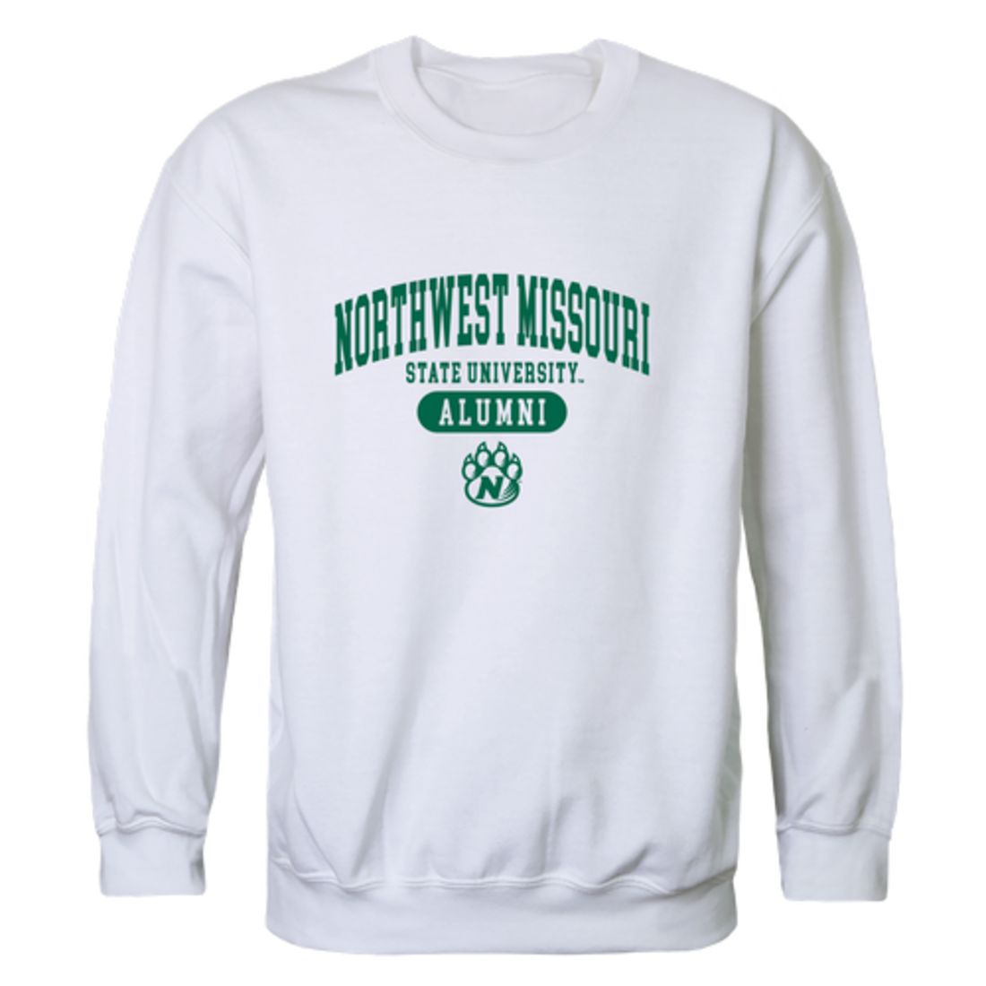 NW Northwest Missouri State University Bearcat Alumni Fleece Crewneck Pullover Sweatshirt Forest