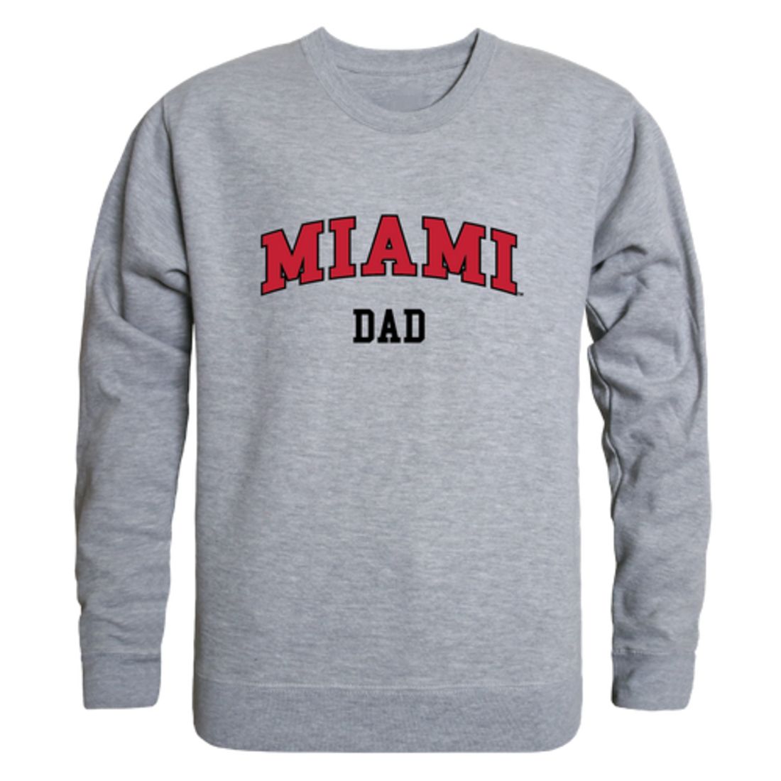 Miami University RedHawks Dad Fleece Crewneck Pullover Sweatshirt Heather Grey