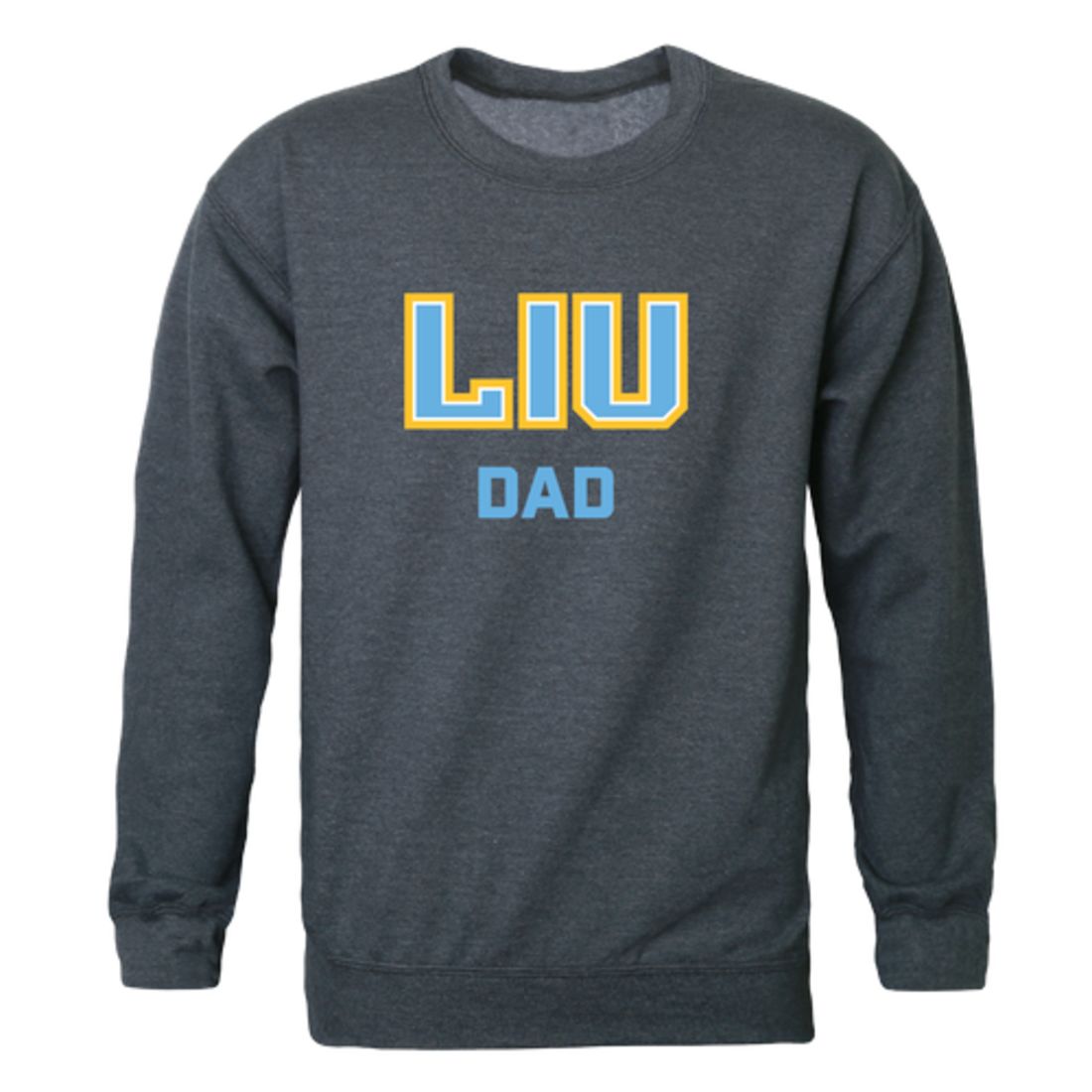 LIU Long Island University Post Pioneers Dad Fleece Crewneck Pullover Sweatshirt Heather Charcoal