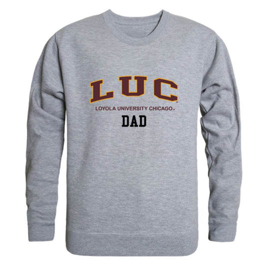 LUC Loyola University Chicago Ramblers Dad Fleece Crewneck Pullover Sweatshirt Heather Grey