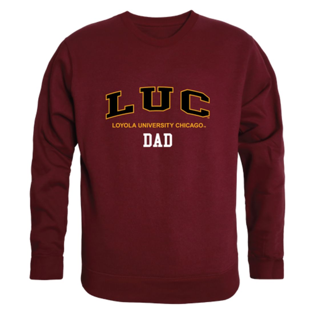 LUC Loyola University Chicago Ramblers Dad Fleece Crewneck Pullover Sweatshirt Heather Grey