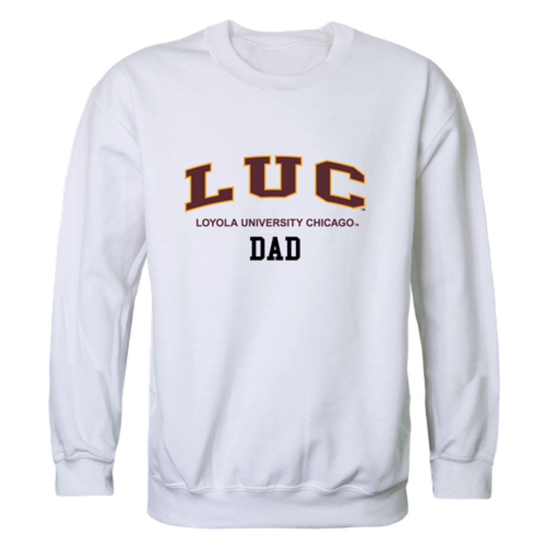 LUC Loyola University Chicago Ramblers Dad Fleece Crewneck Pullover Sweatshirt Heather Grey
