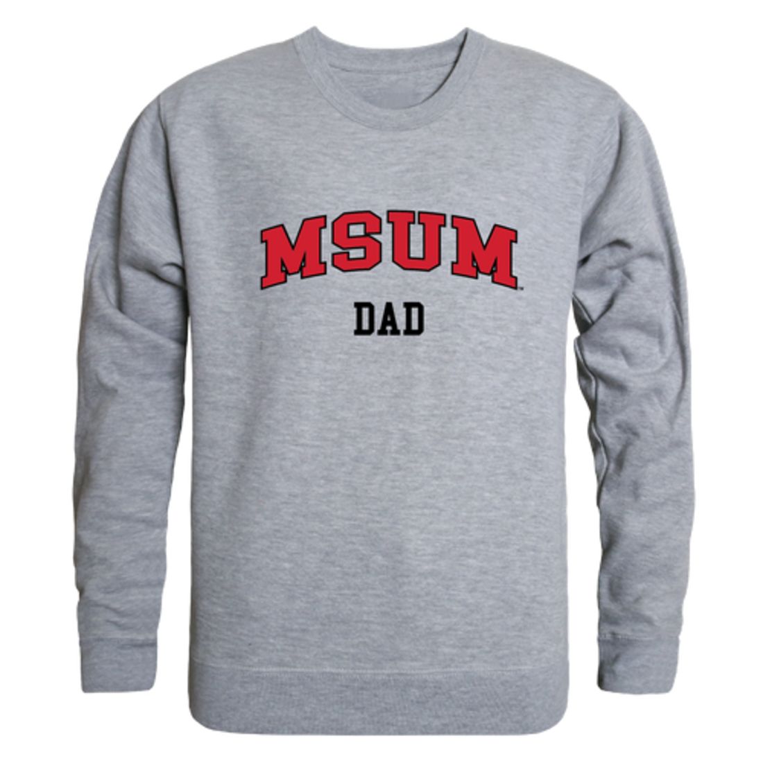 MSUM Minnesota State University Moorhead Dragons Dad Fleece Crewneck Pullover Sweatshirt Heather Grey