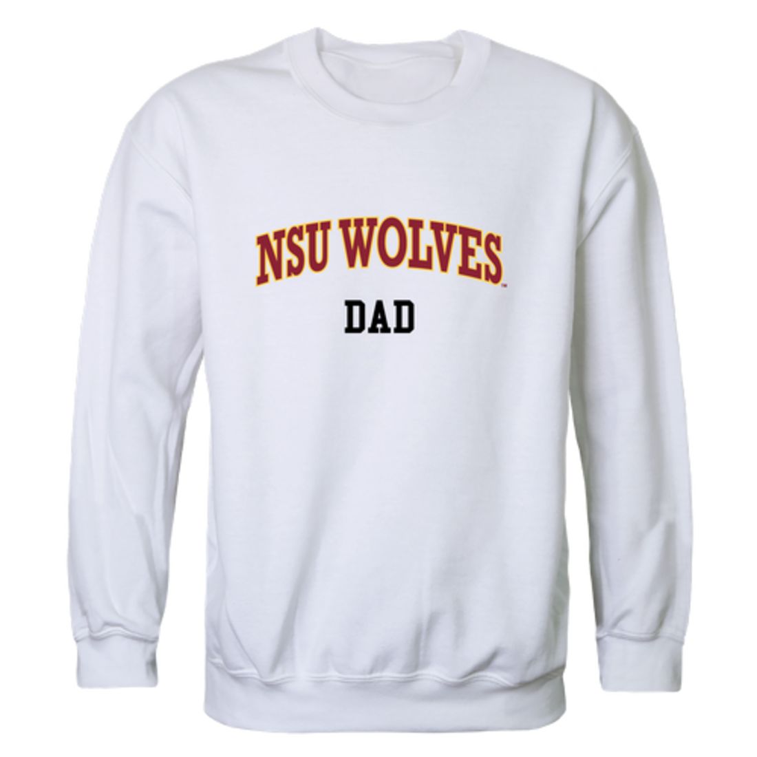 NSU Northern State University Wolves Dad Fleece Crewneck Pullover Sweatshirt Heather Grey