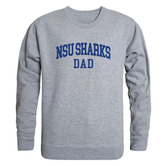 NSU Nova Southeastern University Sharks Dad Fleece Crewneck Pullover Sweatshirt Heather Grey