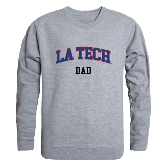 Louisiana Tech University Bulldogs Dad Fleece Crewneck Pullover Sweatshirt Heather Grey
