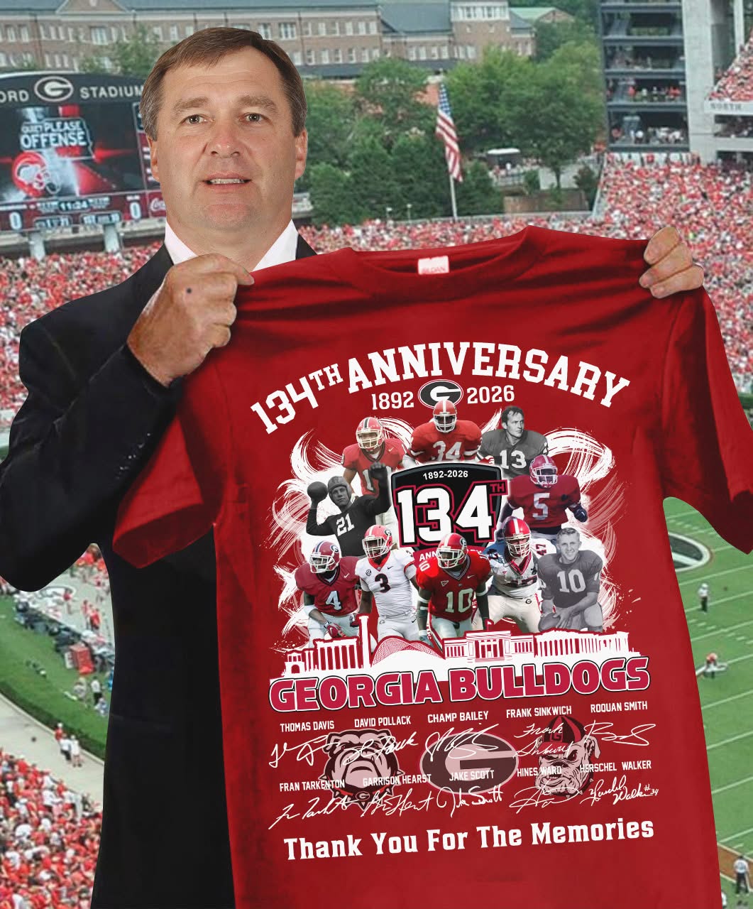 Georgia Bulldogs 1892-2026 Anniversary Tee | 134 Years of Football Legends | UGA Fan Gift | PI79 Moonbestprint