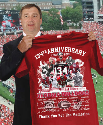 Georgia Bulldogs 1892-2026 Anniversary Tee | 134 Years of Football Legends | UGA Fan Gift | PI79 Moonbestprint