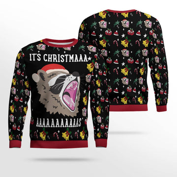 Raccoon It's Christmas Ugly Christmas Sweater Black – Moonbestprint