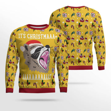 Raccoon It's Christmas Ugly Christmas Sweater Gold Metallic – Moonbestprint