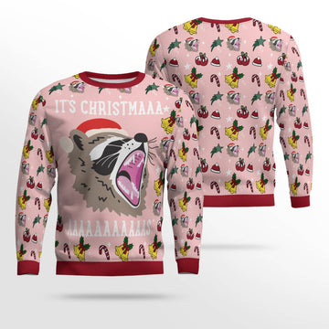 Raccoon It's Christmas Ugly Christmas Sweater Powder Pink – Moonbestprint