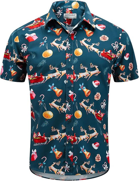 2026 Christmas Hawaiian Shirt Santa Vacation Party Button Down - Moonbestprint