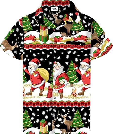 2026 Christmas Retro Santa and Reindeer Hawaiian Shirt - Moonbestprint