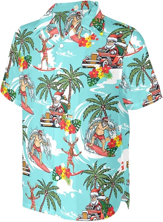 2025 Christmas Tropical Surfing Santa Holiday Hawaiian Shirt – Moonbestprint