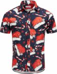 2025 Christmas Hawaiian Shirt – Santa Hat Print Button Down Holiday Shirt – Moonbestprint