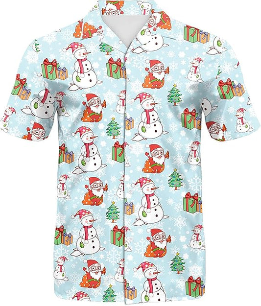 2025 Christmas Smiling Snowman Holiday Hawaiian Shirt – Moonbestprint