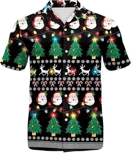 2025 Christmas Jolly Santa and Christmas Tree Hawaiian Shirt – Moonbestprint