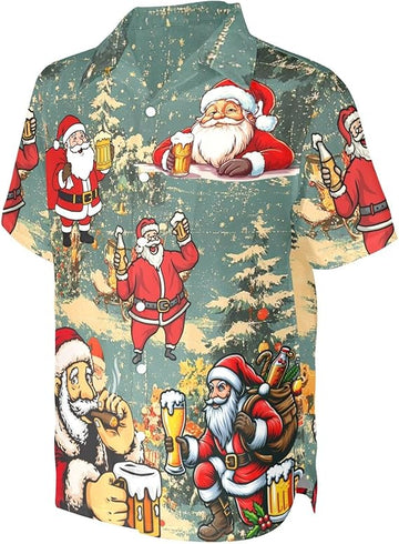 2025 Christmas Santa Drinking Beer Holiday Hawaiian Shirt – Moonbestprint
