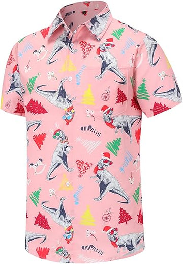 2025 Christmas Dinosaur with Santa Hat Hawaiian Shirt – Moonbestprint